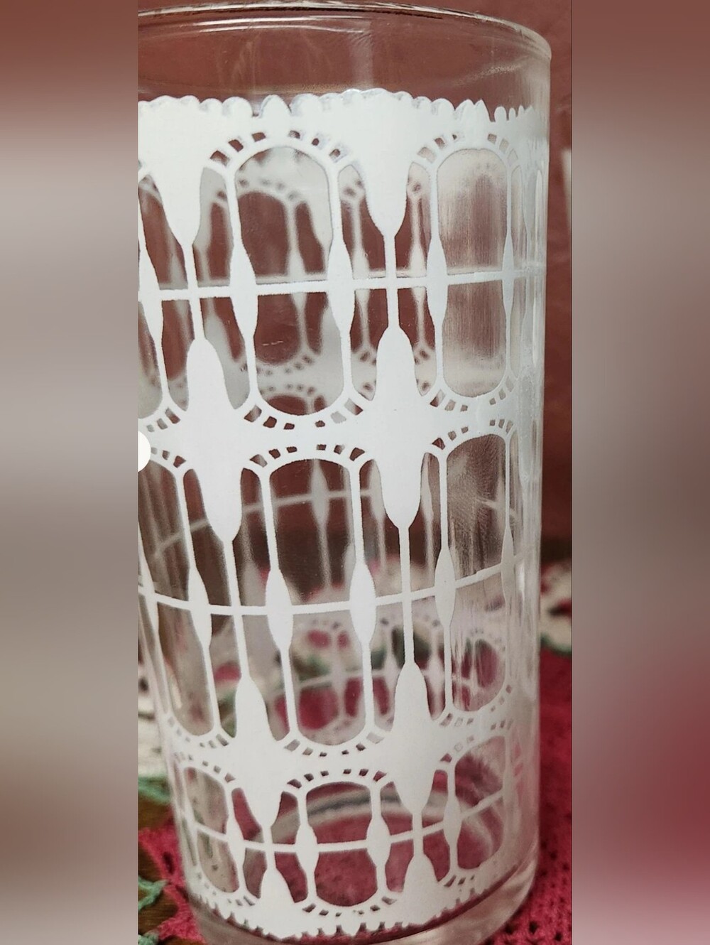 MCM White Patterned Glass Tumbler Set - Home Dining